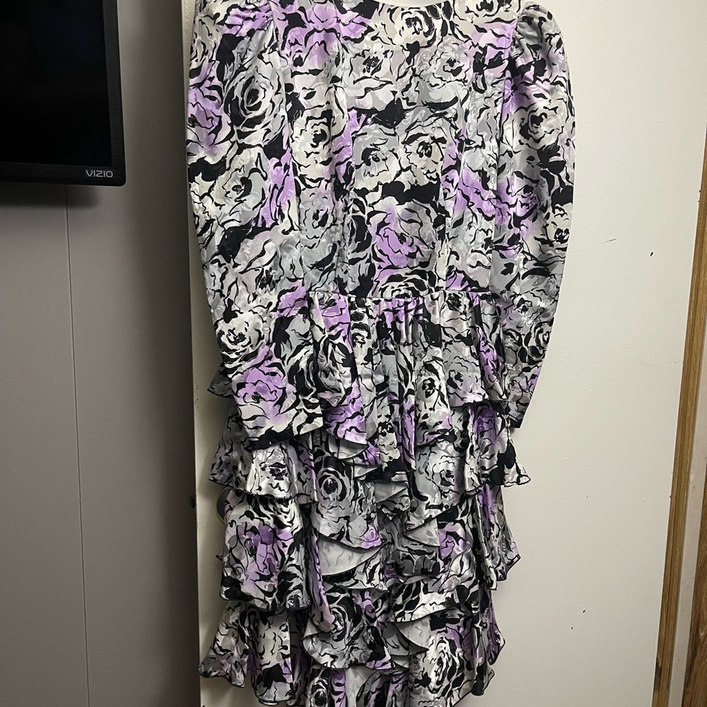1980!s Vintage Saint Romei 100% silk ruffle dress size small, low cut in back